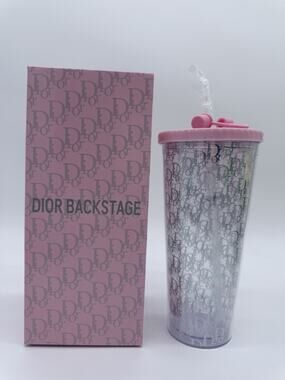Dior Backstage Pink Tumbler Cup Straw Limited Edition New GWP